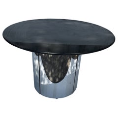 Modernistischer Trommeltisch mit Chrom- und Marmorplatte
