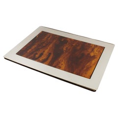 Modernist Chrome and Tortoiseshell Lucite Desk Pad, France circa 1970