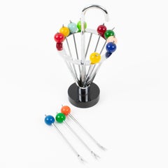 Modernist Chrome Barware Cocktail Picks, circa 1940