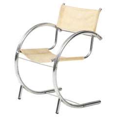 Modernist Chrome & Canvas Seat Side Chair, Franc. C. 1930