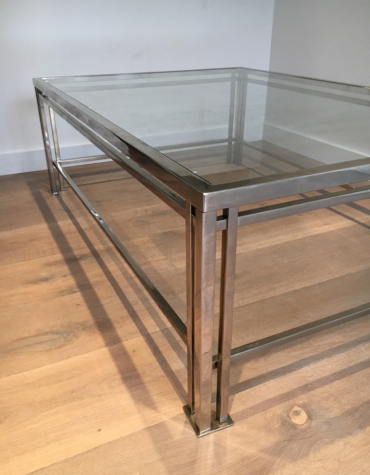 French Modernist Chrome Coffee Table. Circa 1970 For Sale