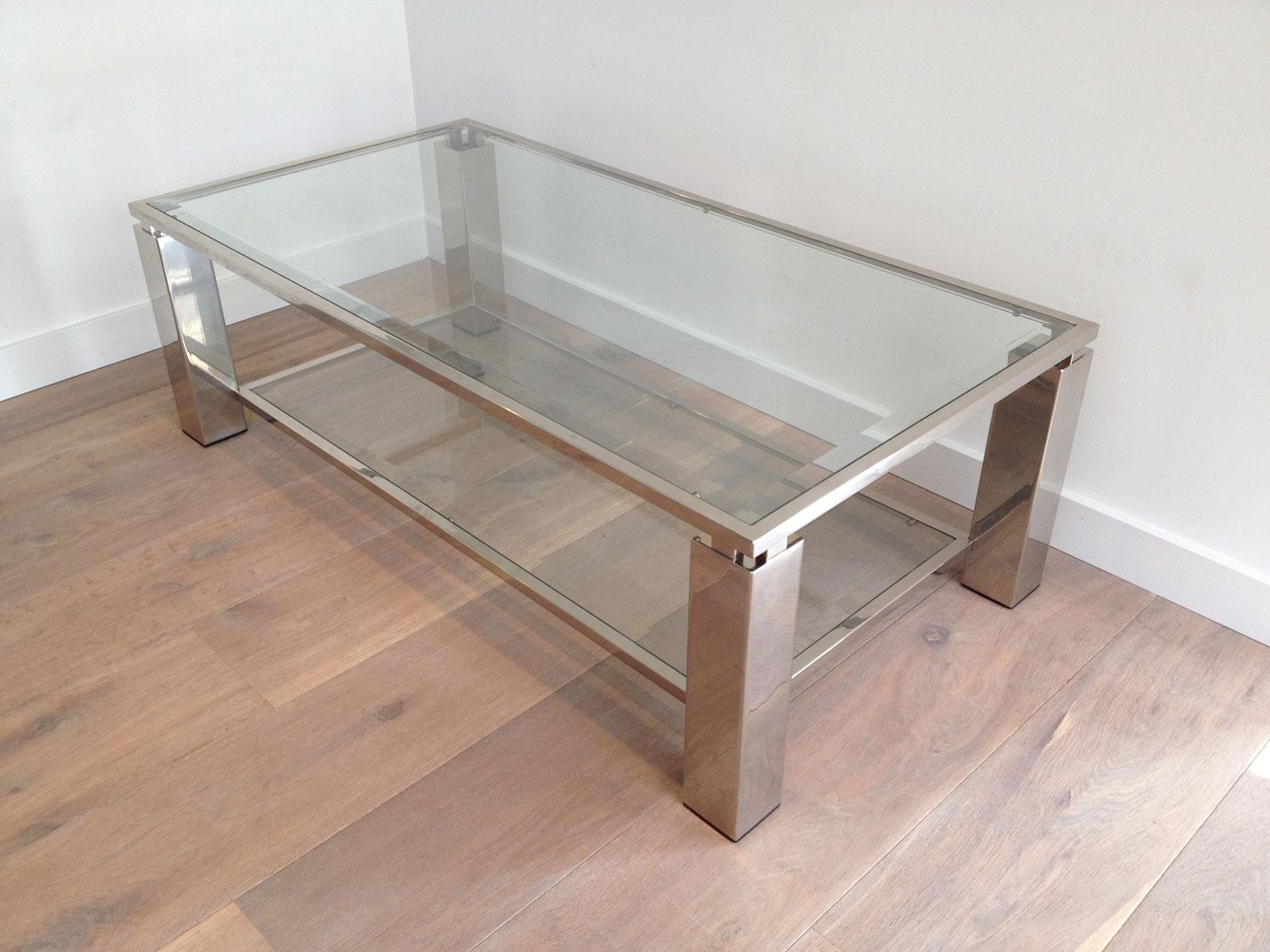 Modernist Chrome Coffee Table, French, Circa 1970 For Sale 4