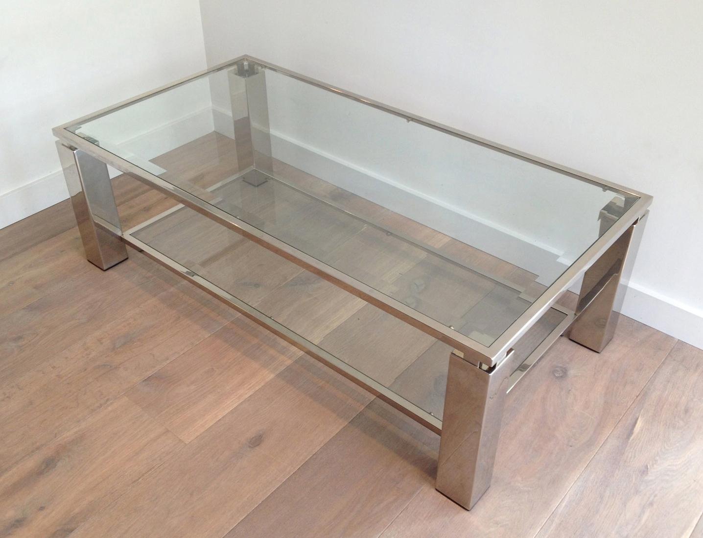 Modernist Chrome Coffee Table, French, circa 1970 In Good Condition In Marcq-en-Barœul, Hauts-de-France