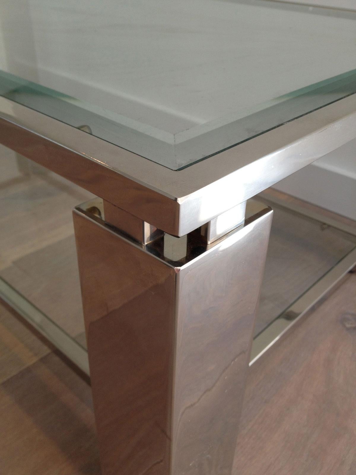 Modernist Chrome Coffee Table, French, Circa 1970 In Good Condition For Sale In Marcq-en-Barœul, Hauts-de-France