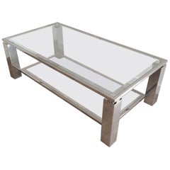 Modernist Chrome Coffee Table, French, circa 1970