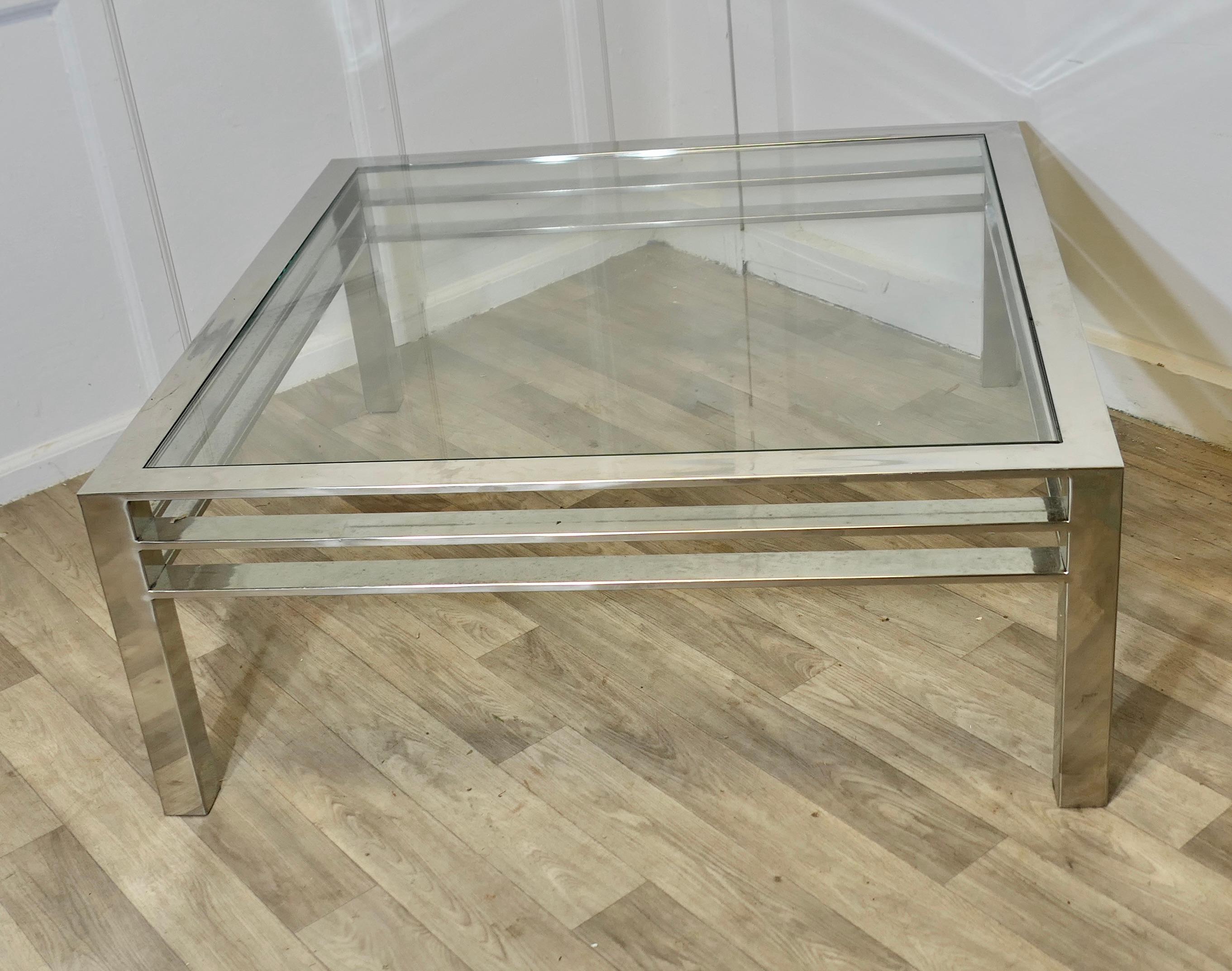 Mid-Century Modern Modernist Chrome Coffee Table from the 1970s For Sale