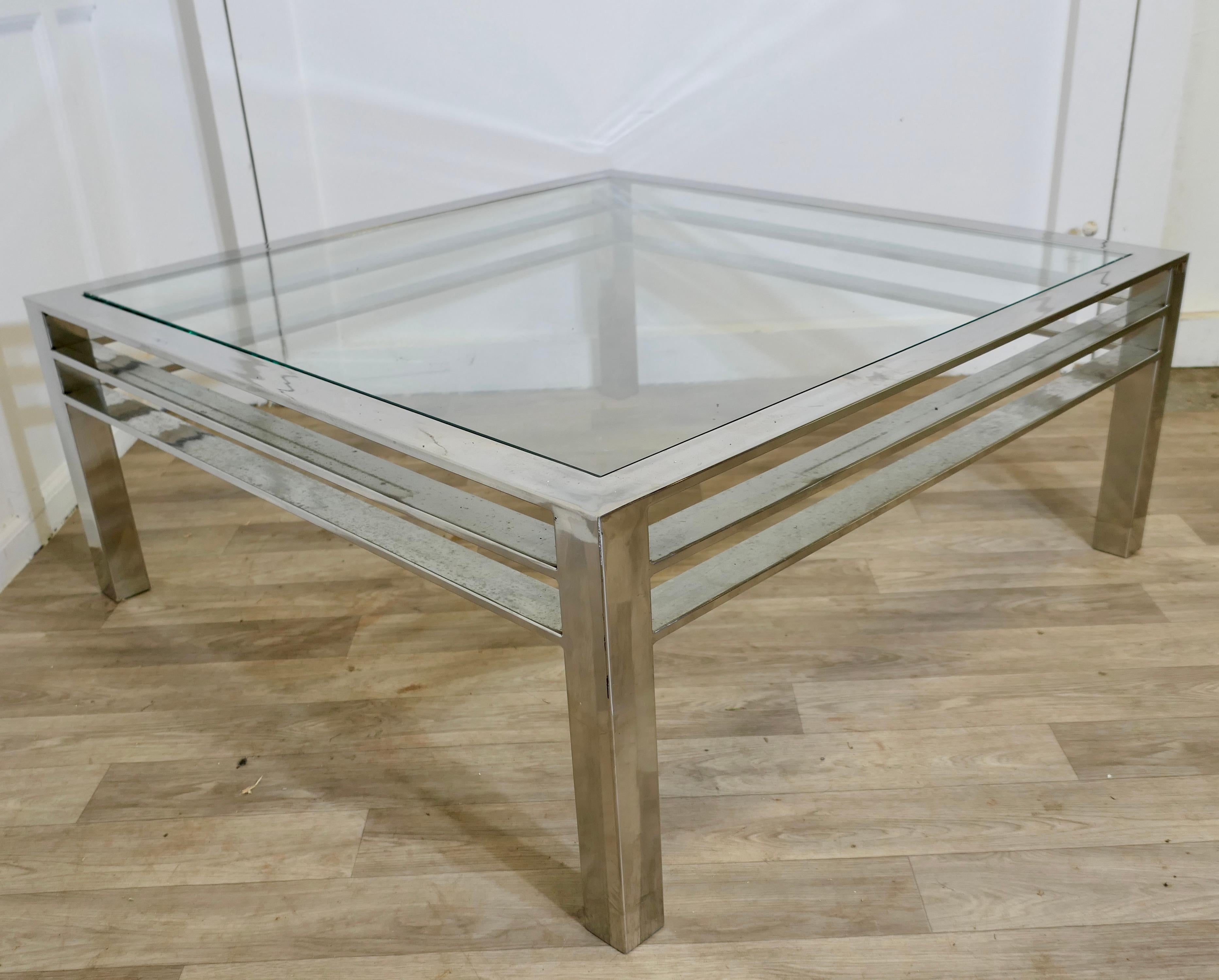 Late 20th Century Modernist Chrome Coffee Table from the 1970s For Sale