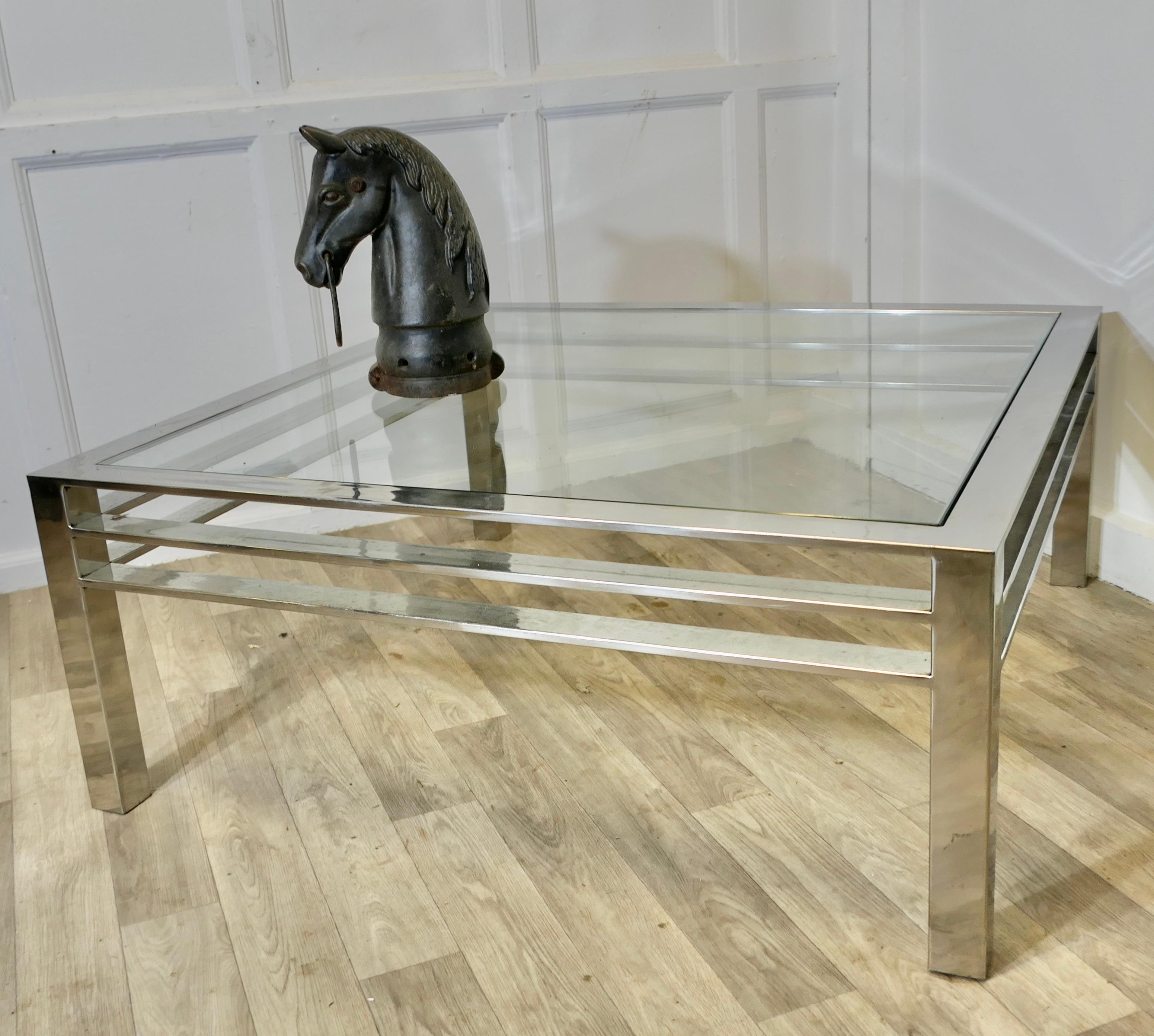 Modernist Chrome Coffee Table from the 1970s For Sale 2