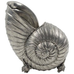 Modernist Chrome Nautilus Sea Shell Wine Cooler Bottle Holder Vase