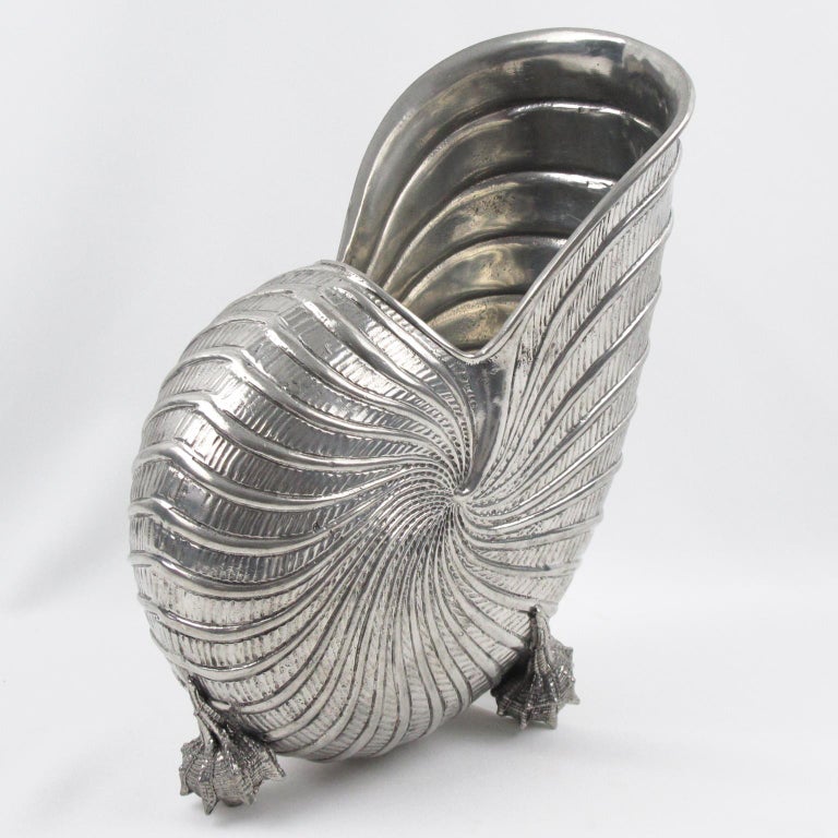 Sea Shell Wine Rack Modernist Chrome Nautilus Sea Shell Wine Cooler Bottle Holder Vase at ...