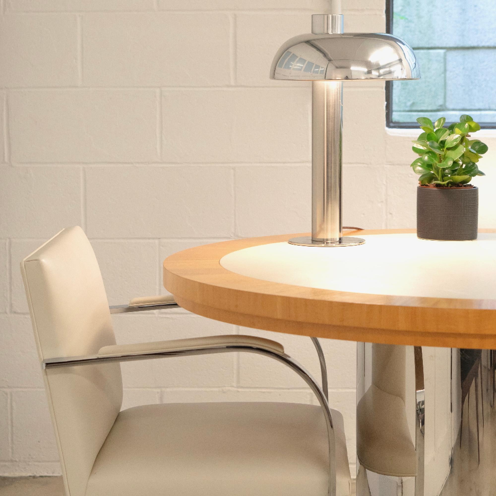 Mid-Century Modern Modernist Chrome & Nickel Task Accent Mushroom Lamp