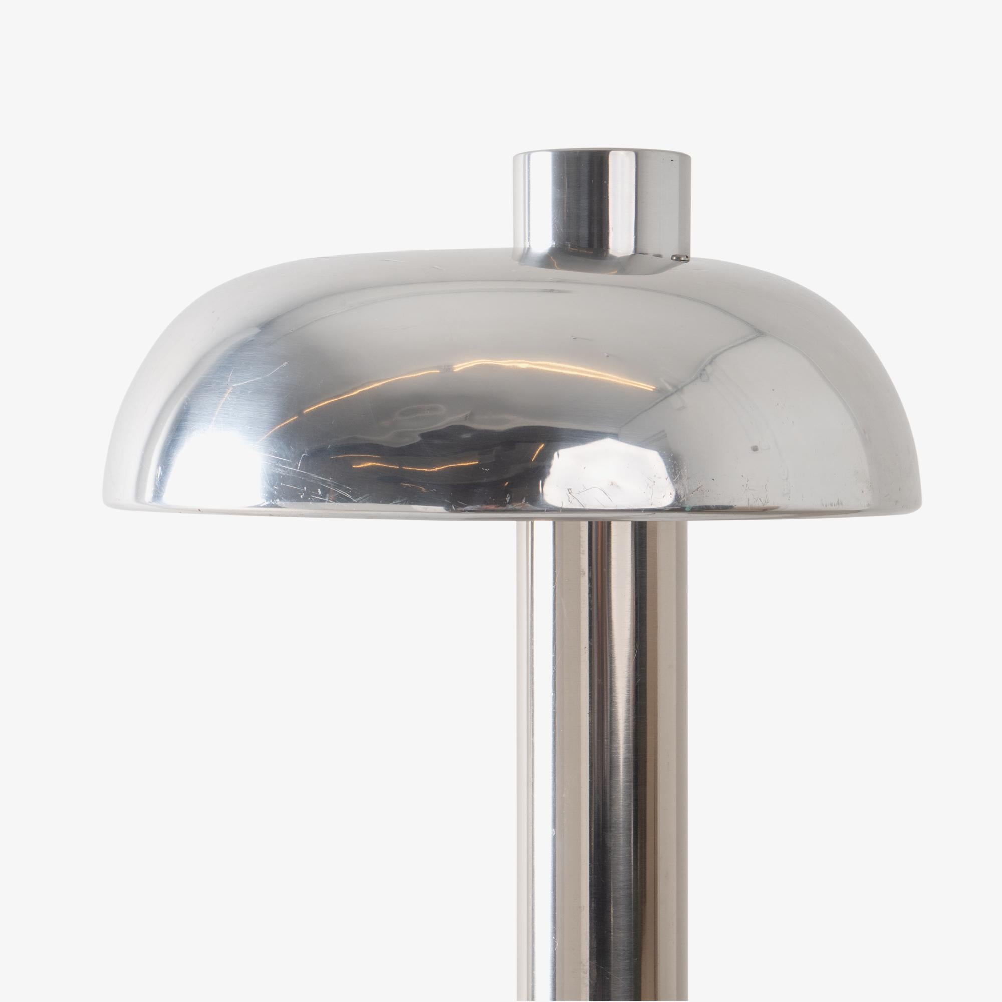 Modernist Chrome & Nickel Task Accent Mushroom Lamp In Good Condition In Stamford, CT