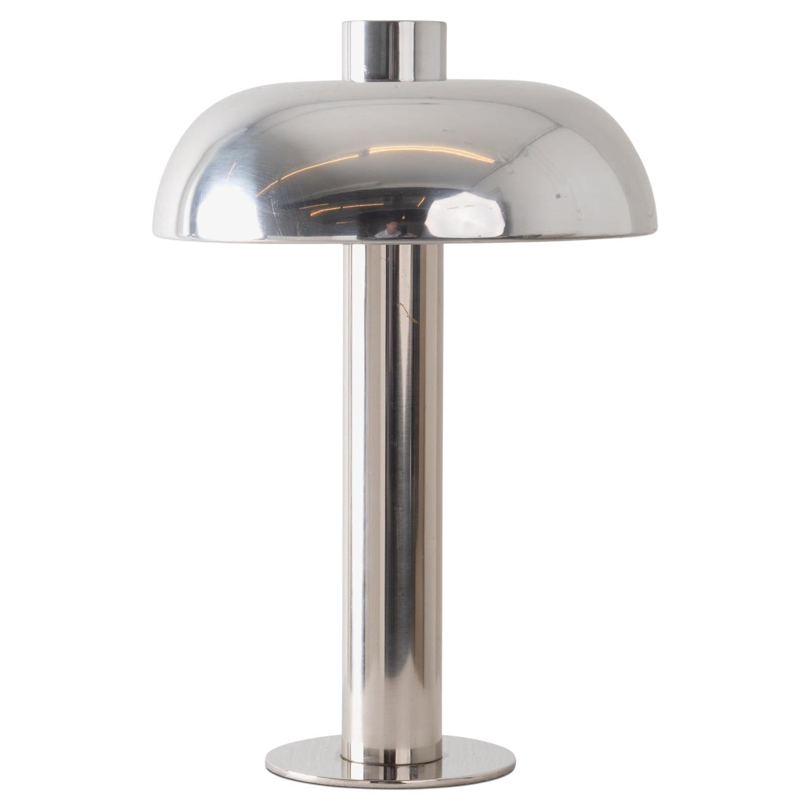 Modernist Chrome & Nickel Task Accent Mushroom Lamp