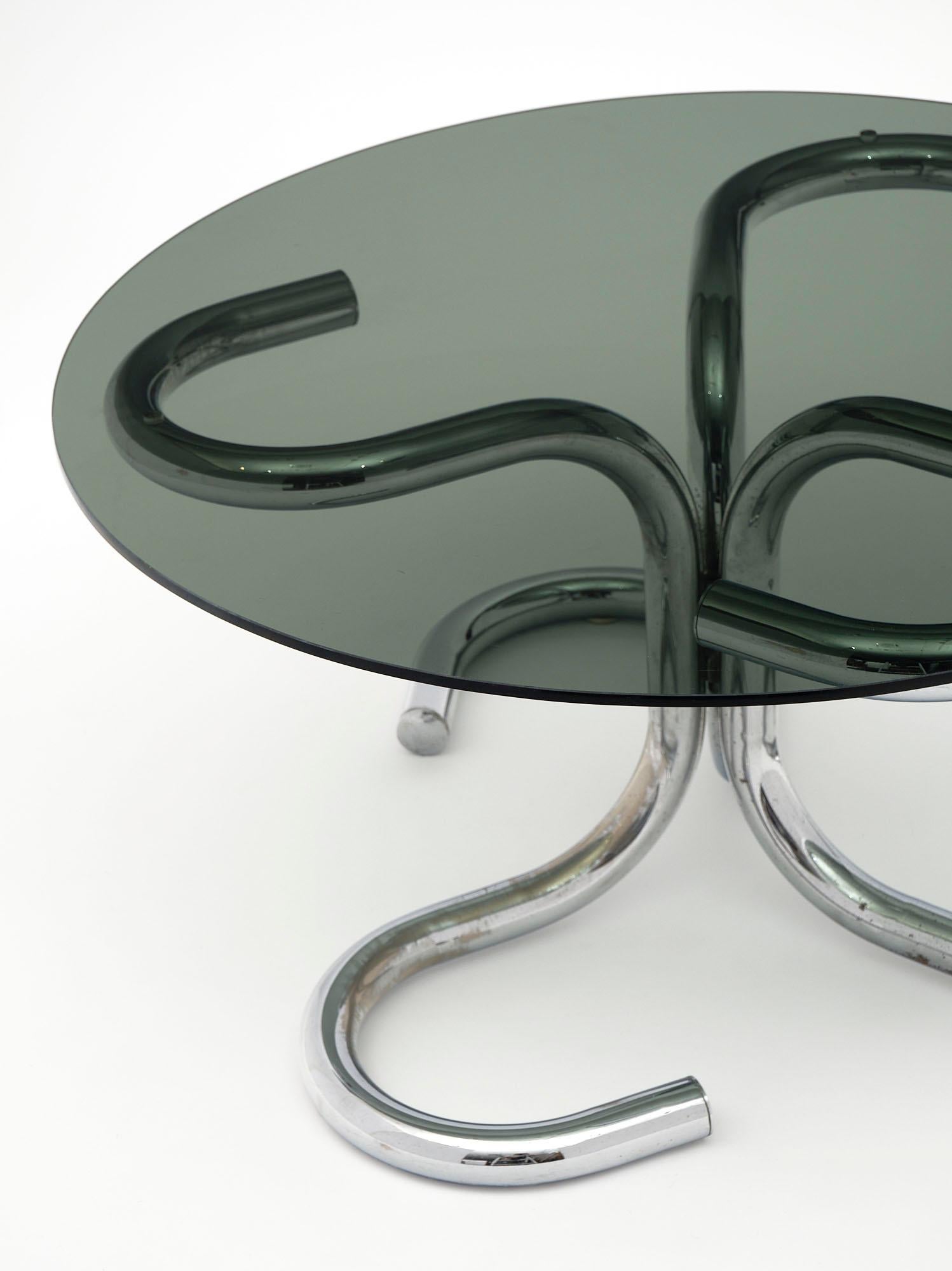 Late 20th Century Modernist Chrome Side Table For Sale
