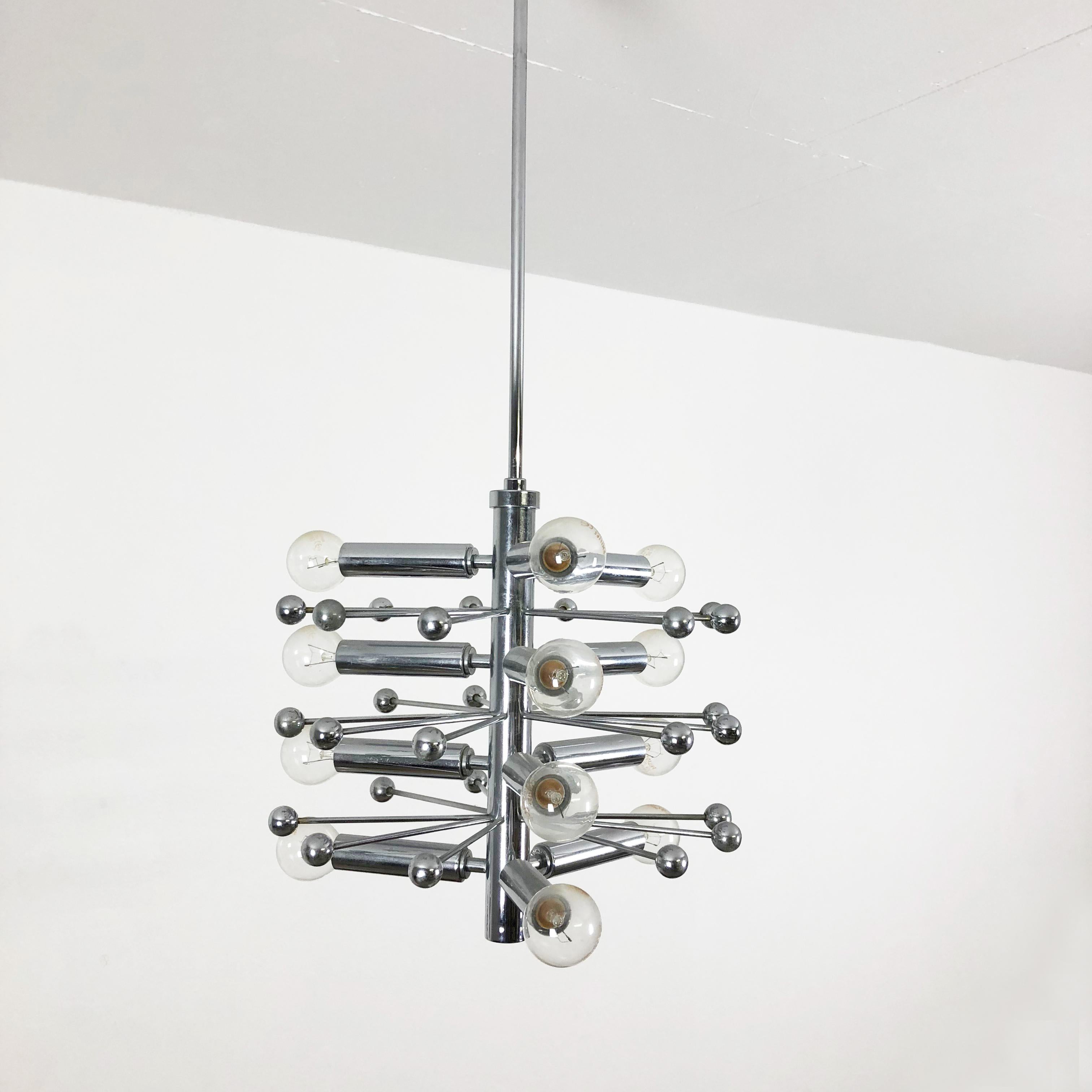 Modernist Chrome Sputnik Hanging Light, Cosack Lights 1970s, Germany 1