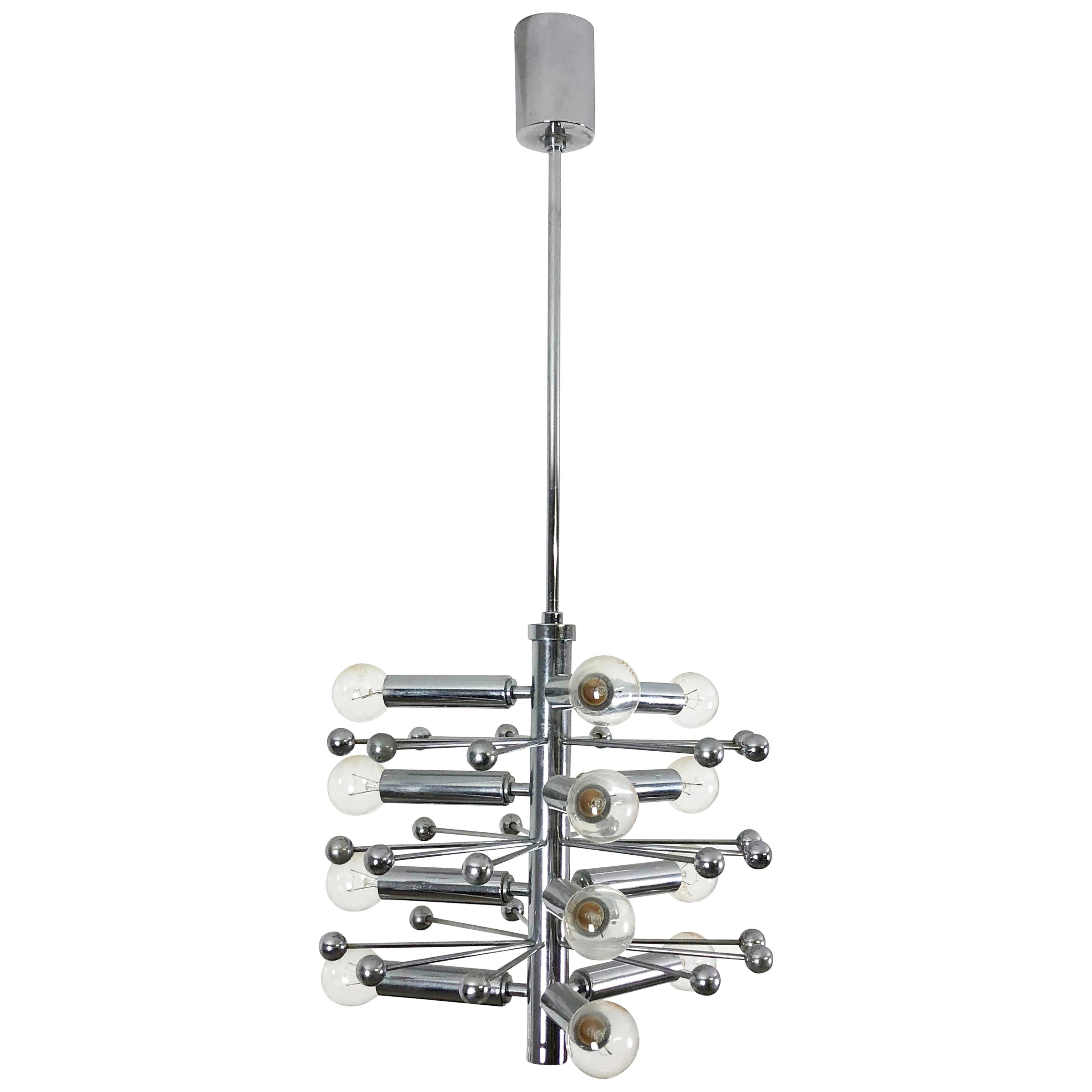 Modernist Chrome Sputnik Hanging Light, Cosack Lights 1970s, Germany