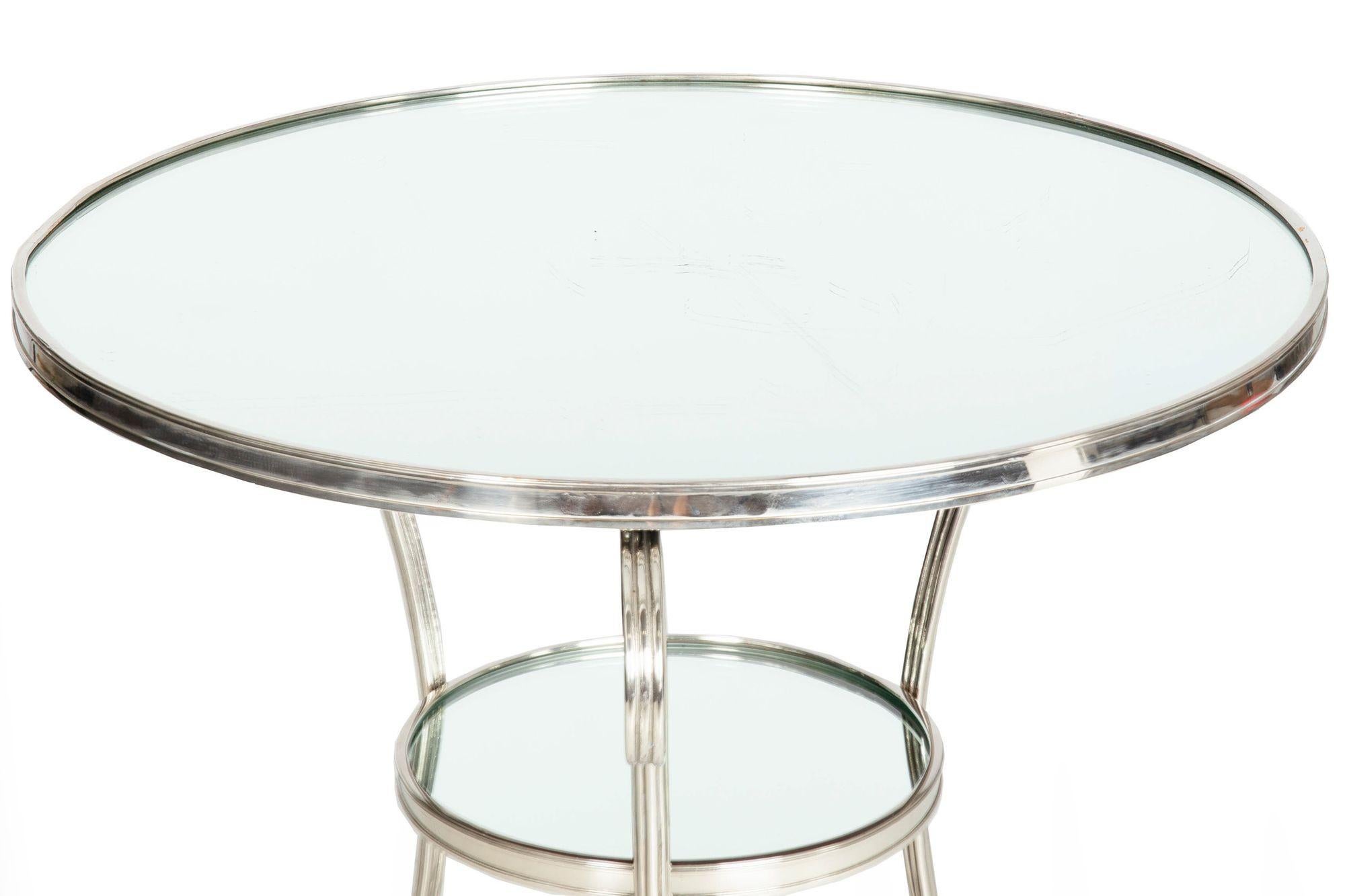 Mesa Auxiliar Gueridón Modernista Cromada y Espejada Regencia de Hollywood en venta