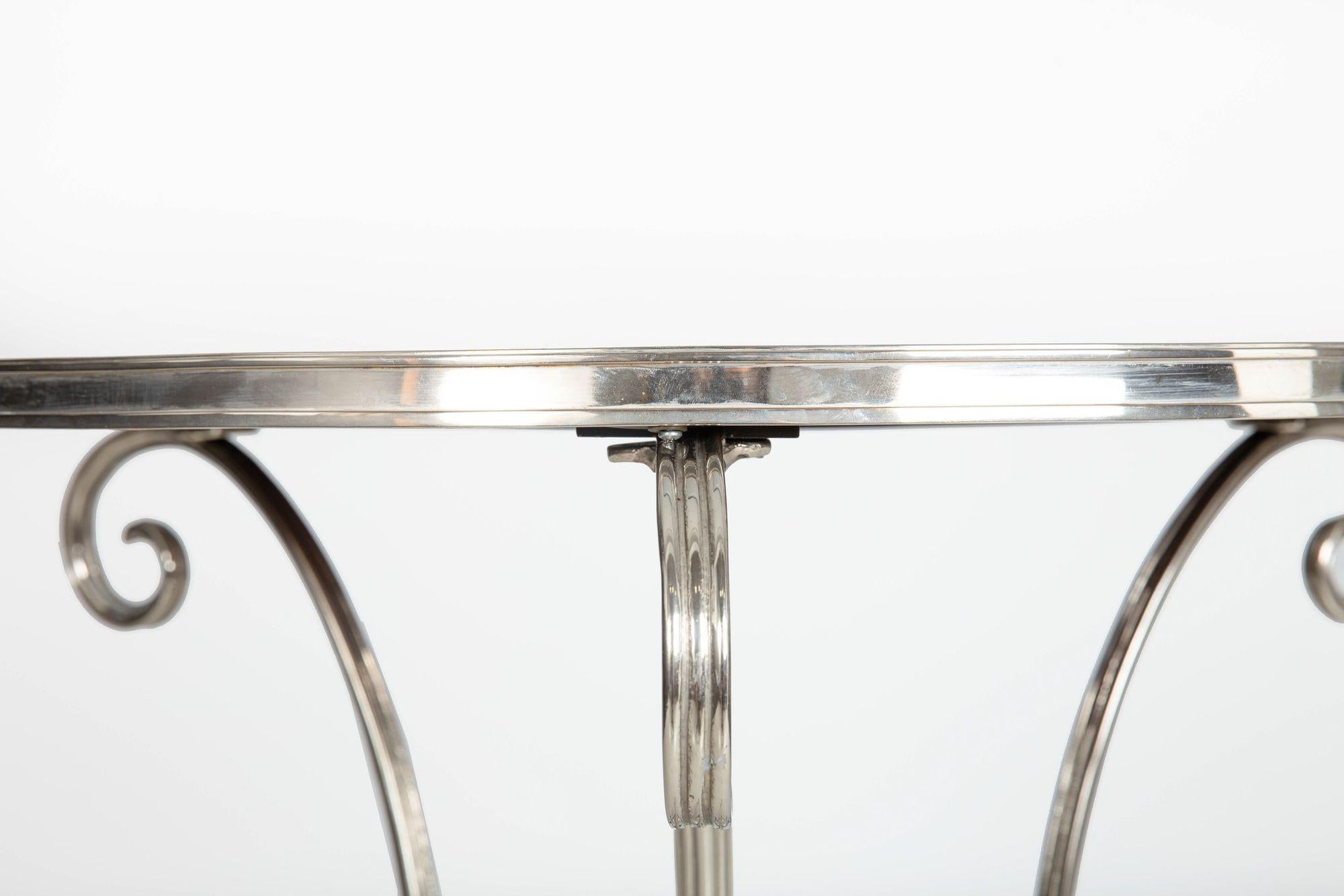 Mesa Auxiliar Gueridón Modernista Cromada y Espejada siglo XX en venta