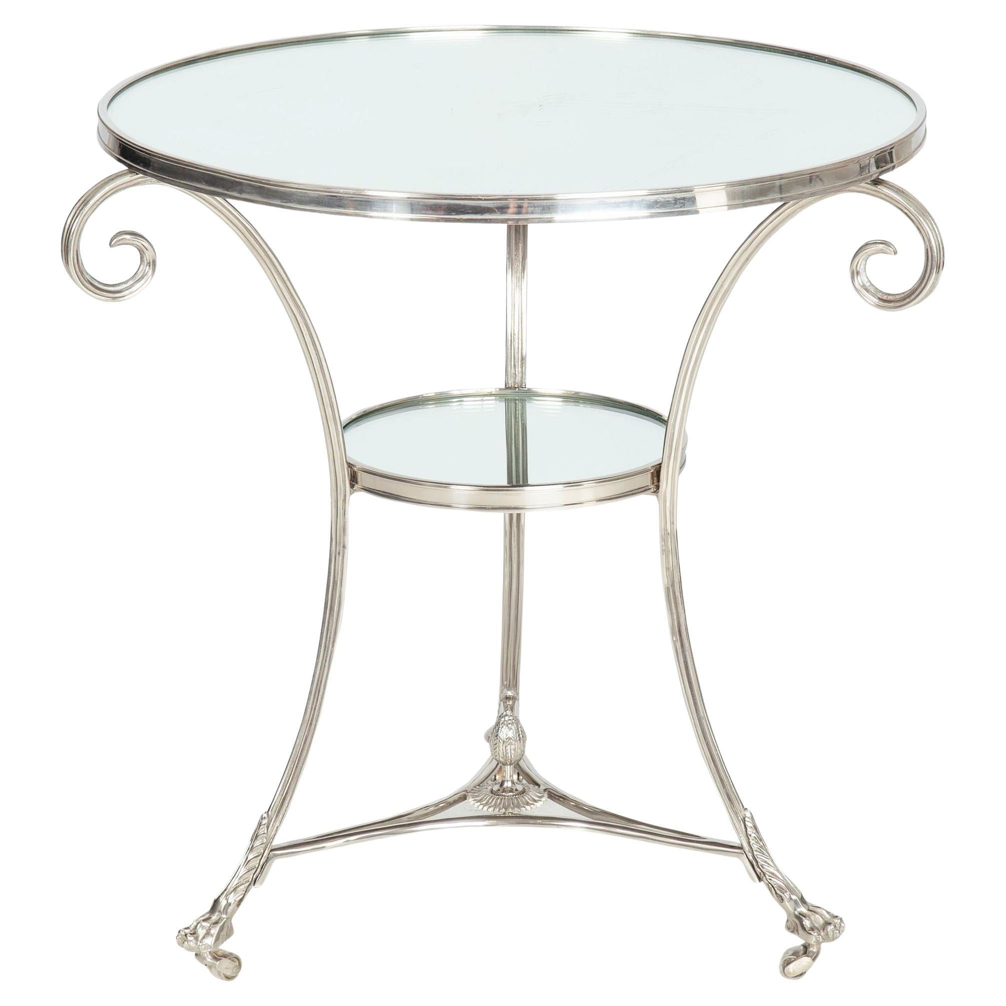 Table d'appoint moderne en chrome et miroir Guéridon