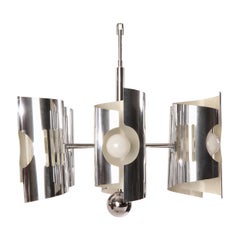 Vintage Modernist Chromed Chandelier