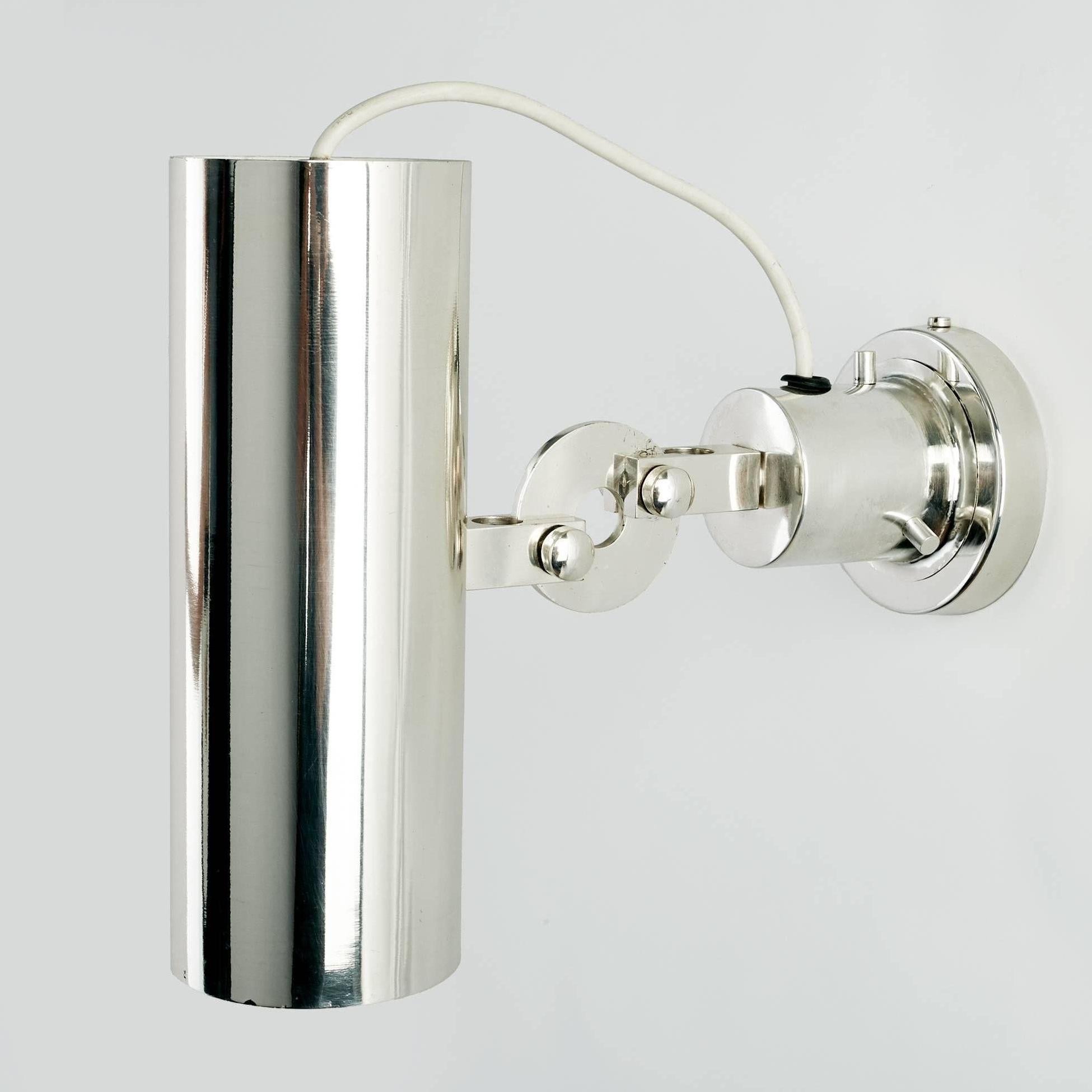 Silvered Modernist Chromed Cylinder Sconces with Industrial Art Deco Flair, France 1960's