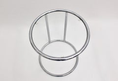 Modernist Chromed Metal Clear Glass Vintage Side Table Italy 1980s