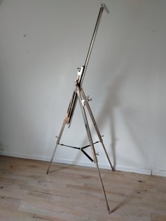 Modernist Chromed Metal Easel, Expandable Foldable, French, 1960s