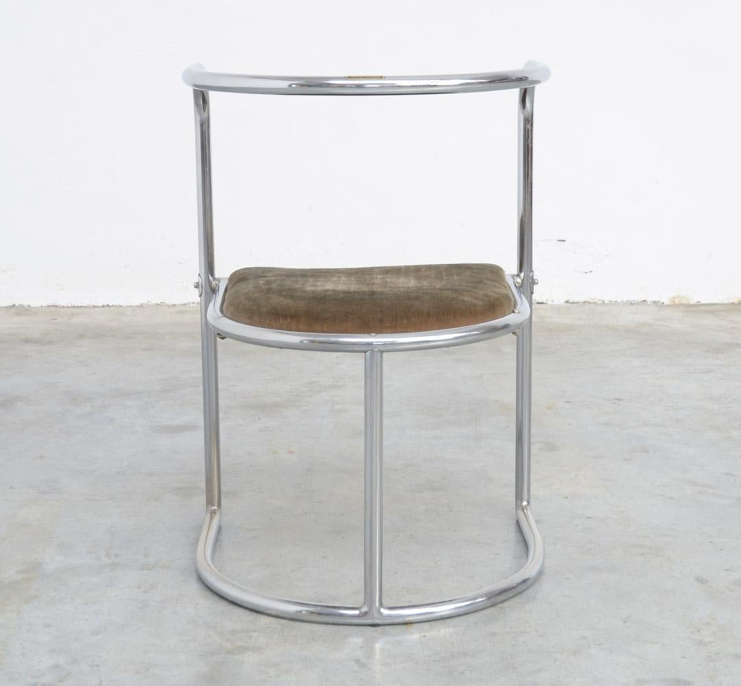 Art Deco Modernist Chromed Steel Tubular Chair, Belgium