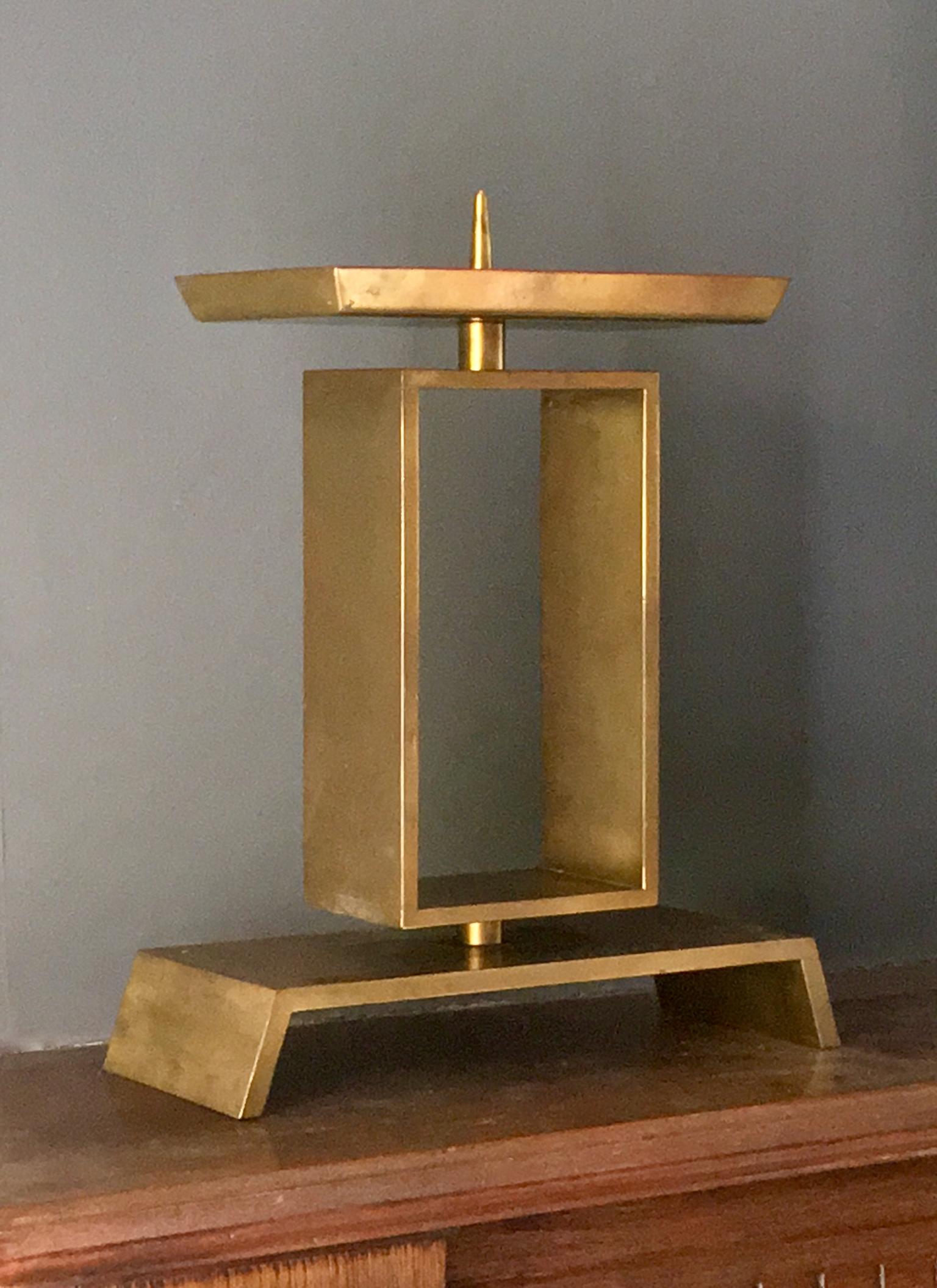 *** Please contact us for availability of this piece. ***

Modernist church candlestick, brass; early to mid-20th century, Germany.

A heavy piece, in good vintage condition with an aged patina - with mellow gold tones - which we have left as found.