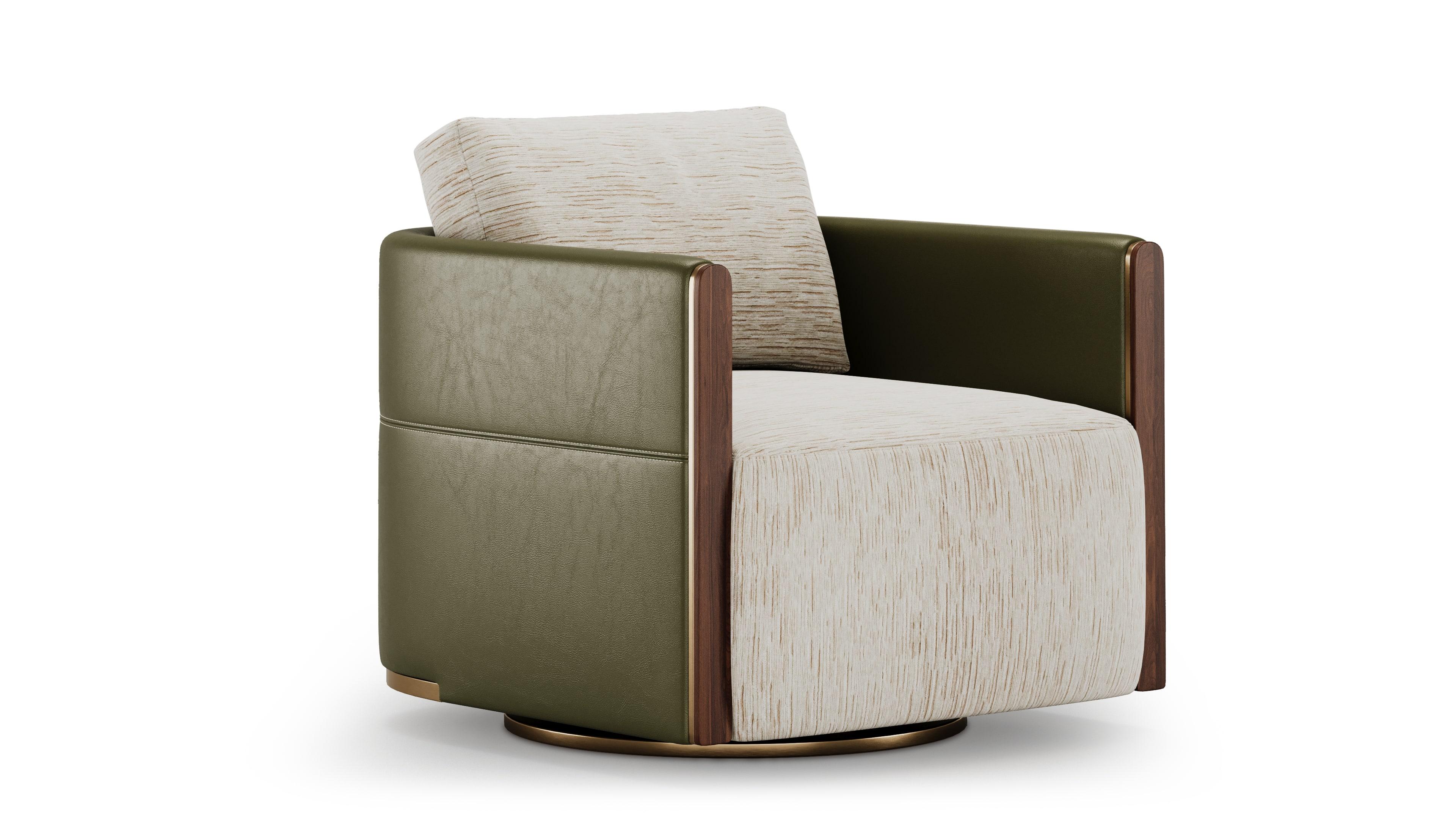 Modernistischer CIRCA Sessel mit Stoffkombination (Metall) im Angebot