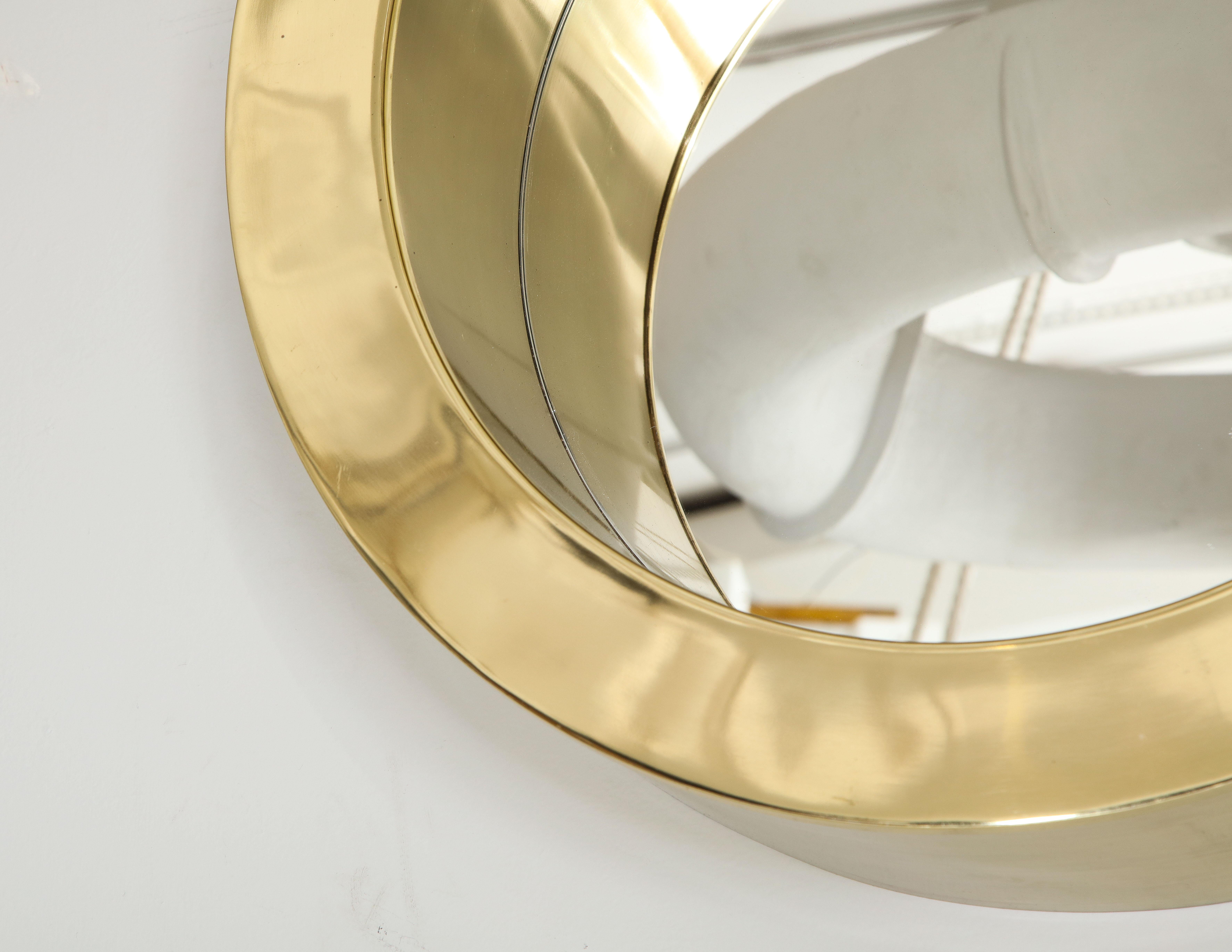Late 20th Century Modernist Circular Brass Mirror