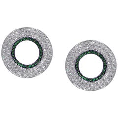 Pendientes modernistas Ralph Masri de diamante circular y esmeralda