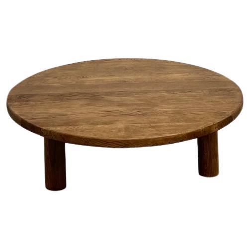 Modernistischer runder Couchtisch aus Eiche, Frankreich, 1950