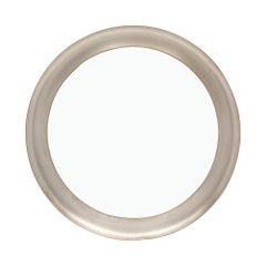Modernist Circular Wall Mirror with Metal Frame, Vintage French Style
