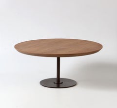 Modernist "Circulos" coffee table round, painted steel and natural wood