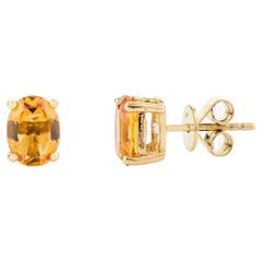 Modernist Citrine Everyday Stud Earrings in 14k Solid Yellow Gold Settings