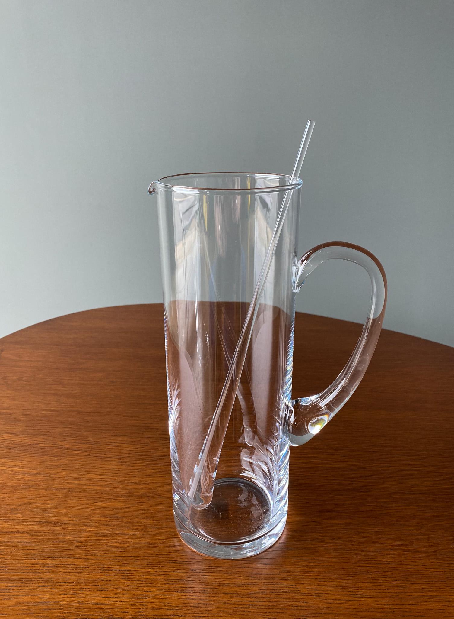 Modernist Clear Glass Pitcher w/ Stir Stick Style Of Per Lütken For Sale 9