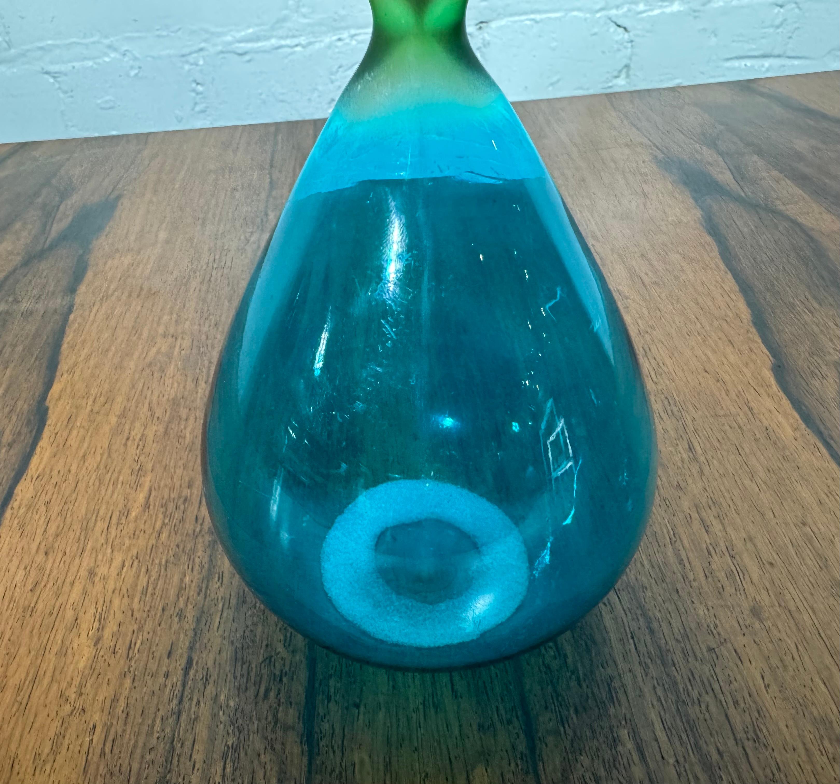 Italian Modernist Clessidra Hourglass in Aquamarine/Bamboo by Venini For Sale