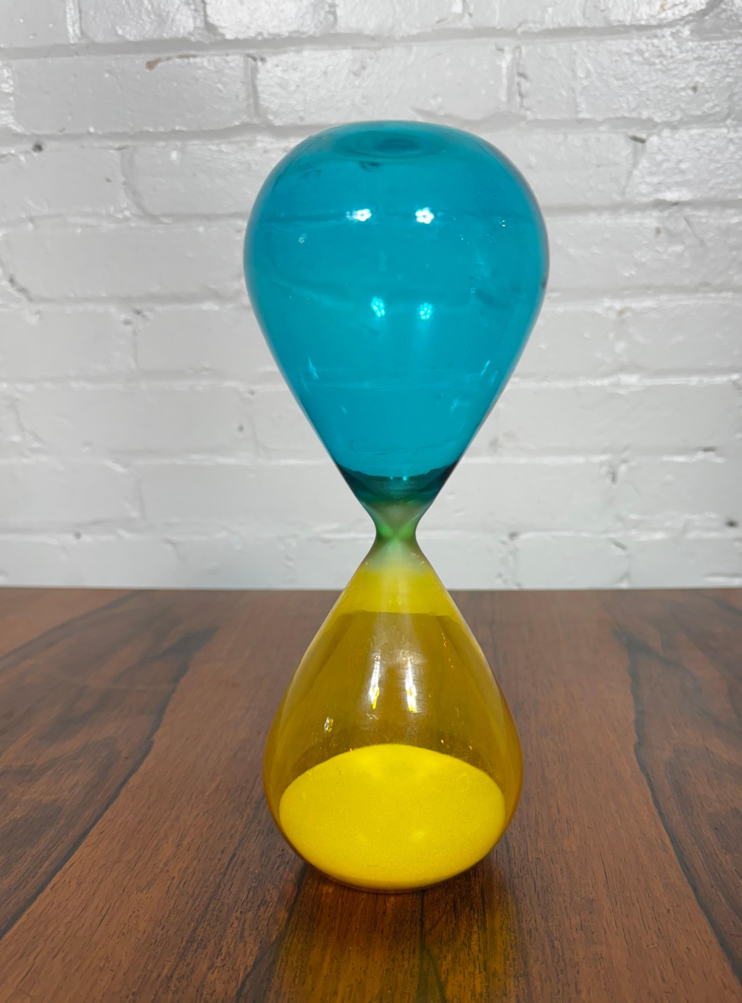 Art Glass Modernist Clessidra Hourglass in Aquamarine/Bamboo by Venini For Sale