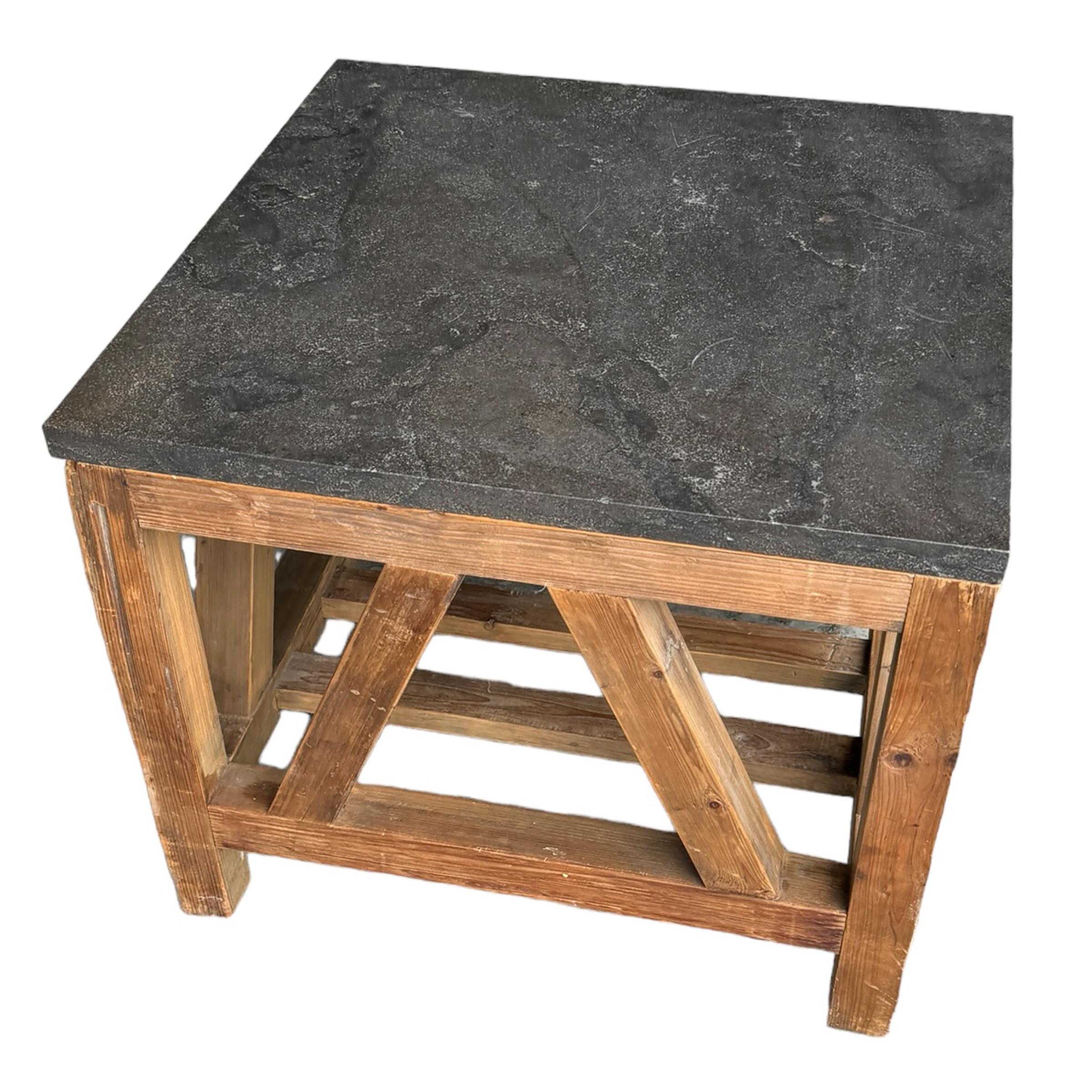Contemporary Modernist Cocktail Table with Marble Top For Sale