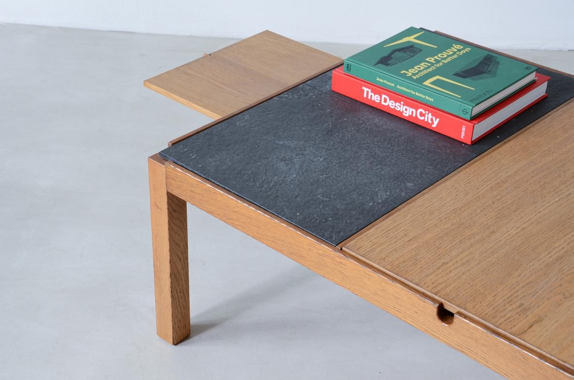 20th Century Modernist coffe table table wooden and slate top For Sale