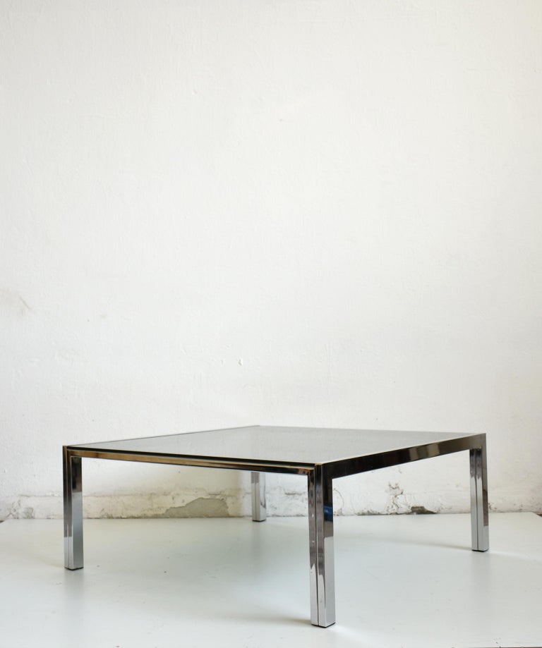 Modernist Coffee Table, Chrome and Green Tinted Glass, 1960s at 1stDibs