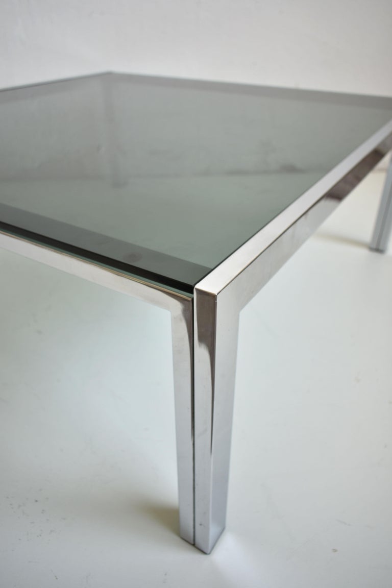 Modernist Coffee Table, Chrome and Green Tinted Glass, 1960s at 1stDibs