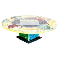 Modernist Coffee Table Hand-Painted by René de Lannoy, 1970s