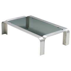 Modernist Coffee Table in Aluminum and Glass