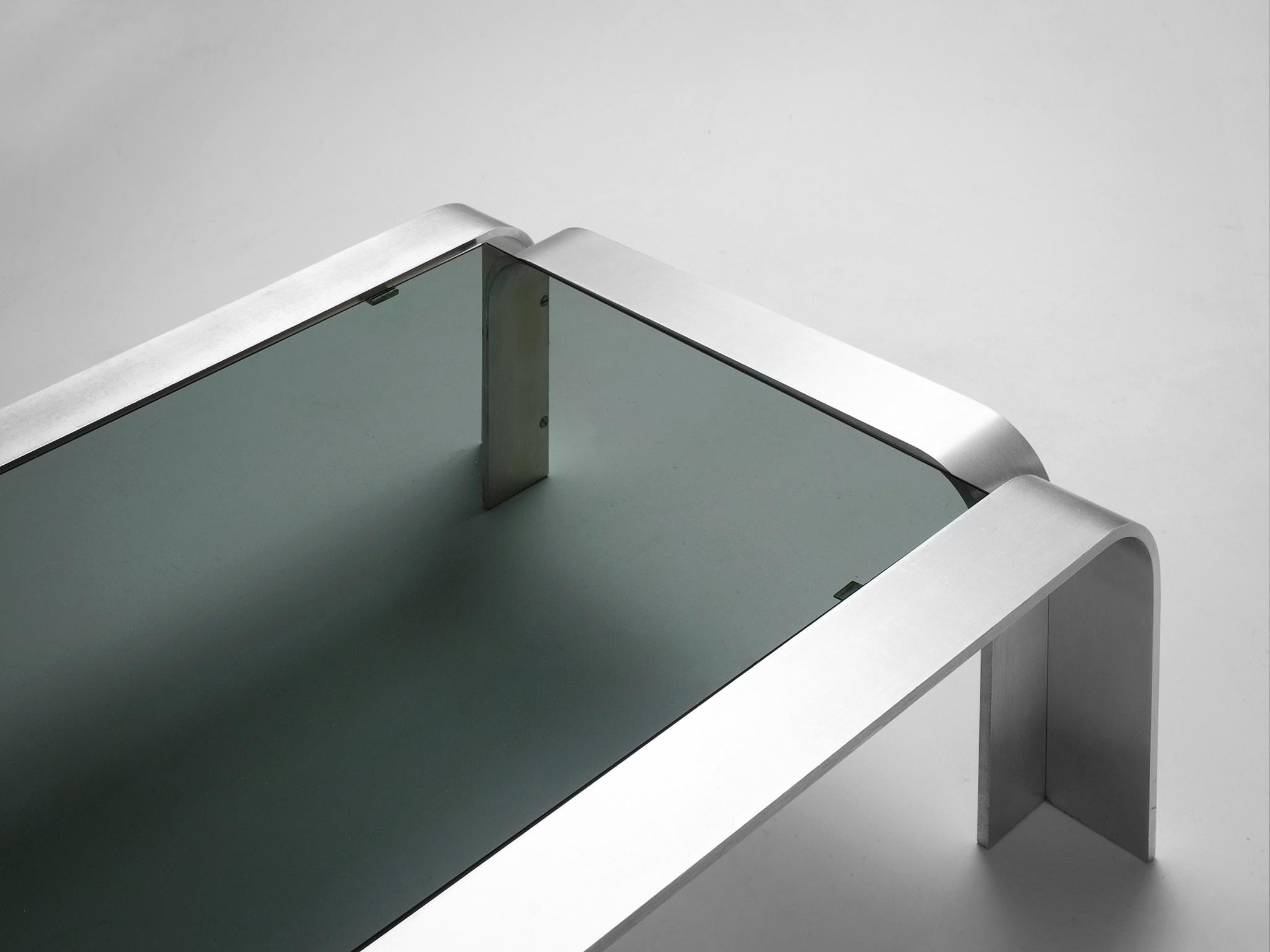 Mid-Century Modern Modernist Coffee Table in Aluminum and Glass
