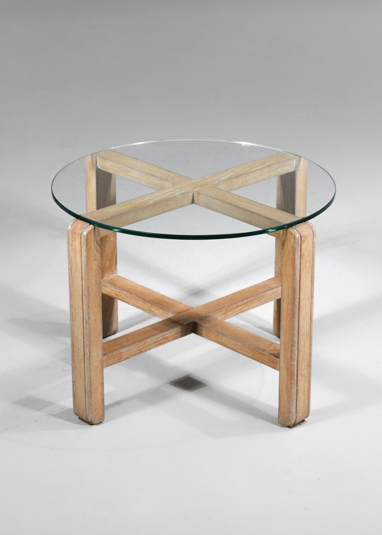 Modernist Coffee Table in Ceruse Oak Style Jean Michel Frank 40's 3