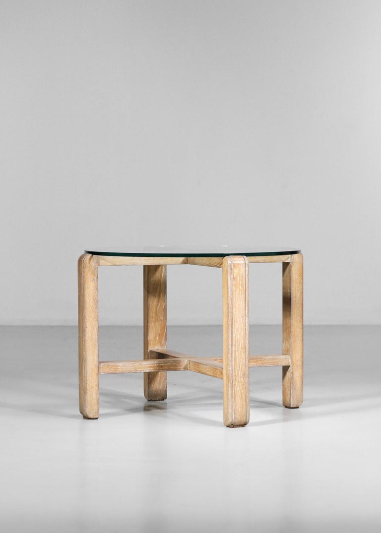 Mid-Century Modern Modernist Coffee Table in Ceruse Oak Style Jean Michel Frank 40's