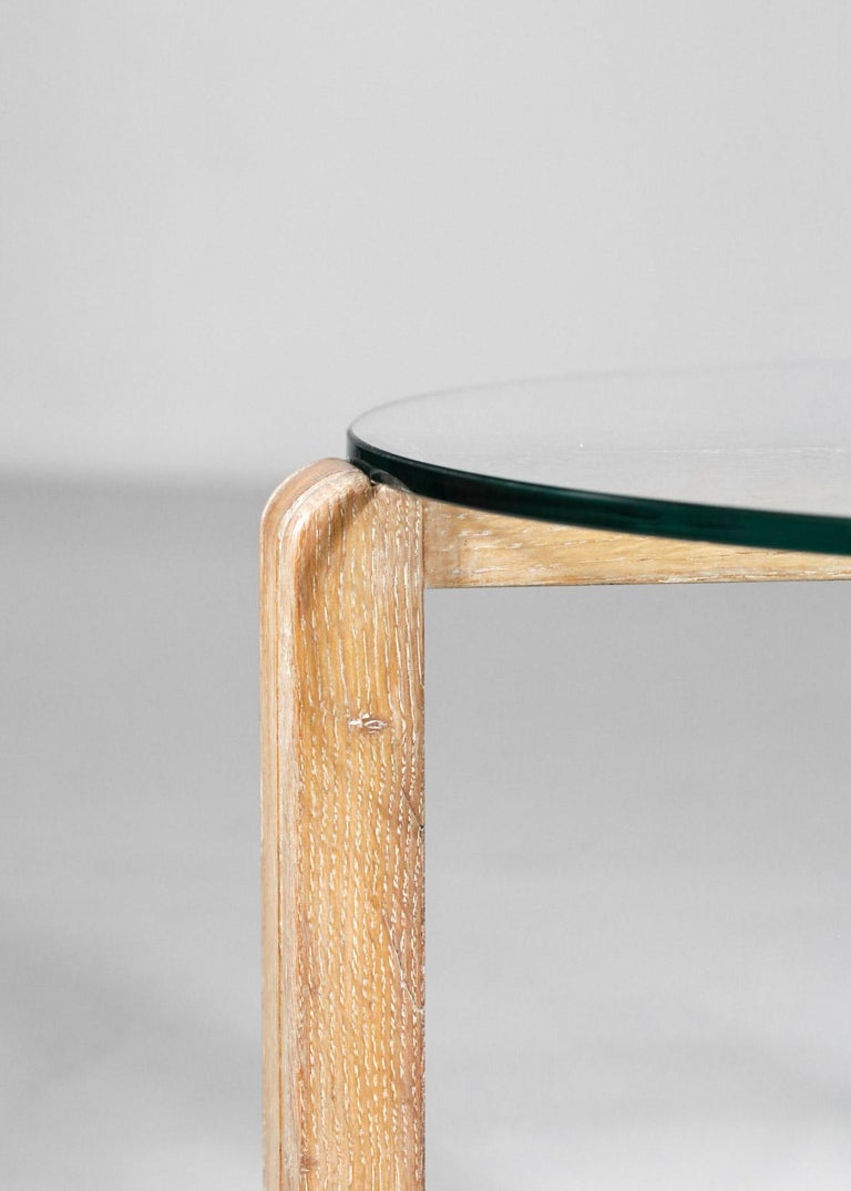 Mid-20th Century Modernist Coffee Table in Ceruse Oak Style Jean Michel Frank 40's
