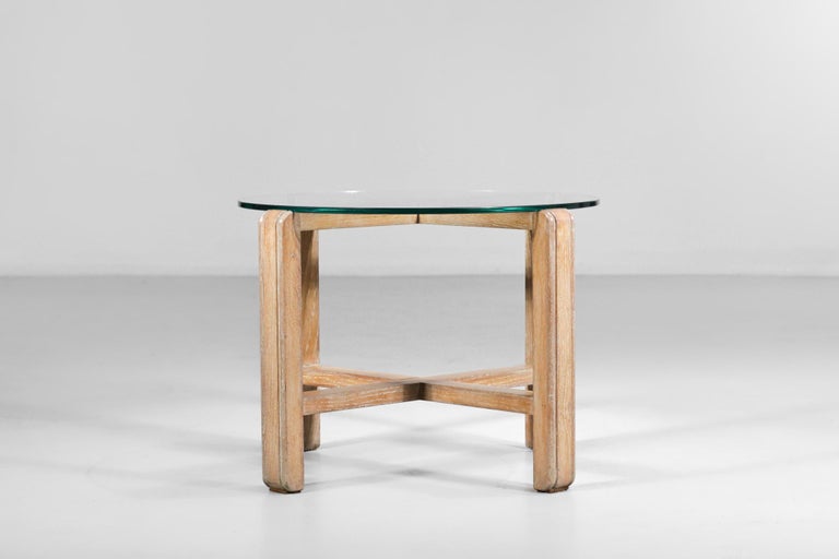Modernist Coffee Table in Ceruse Oak Style Jean Michel Frank 40's 2